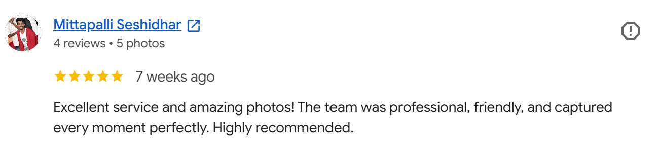 Review by Mittapalli Seshidhar to Srihari Visions Wedding Photography