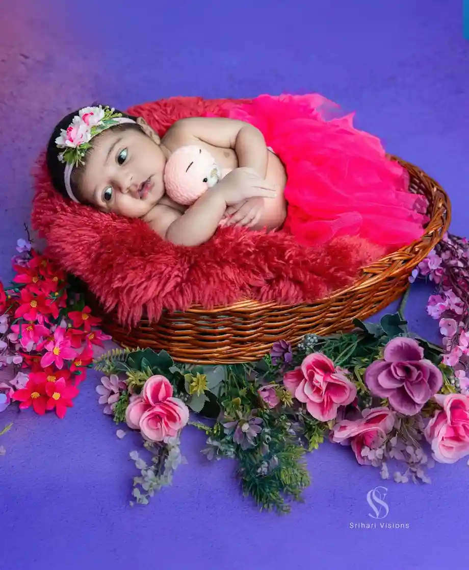 Professional newborn photography portrait of a baby