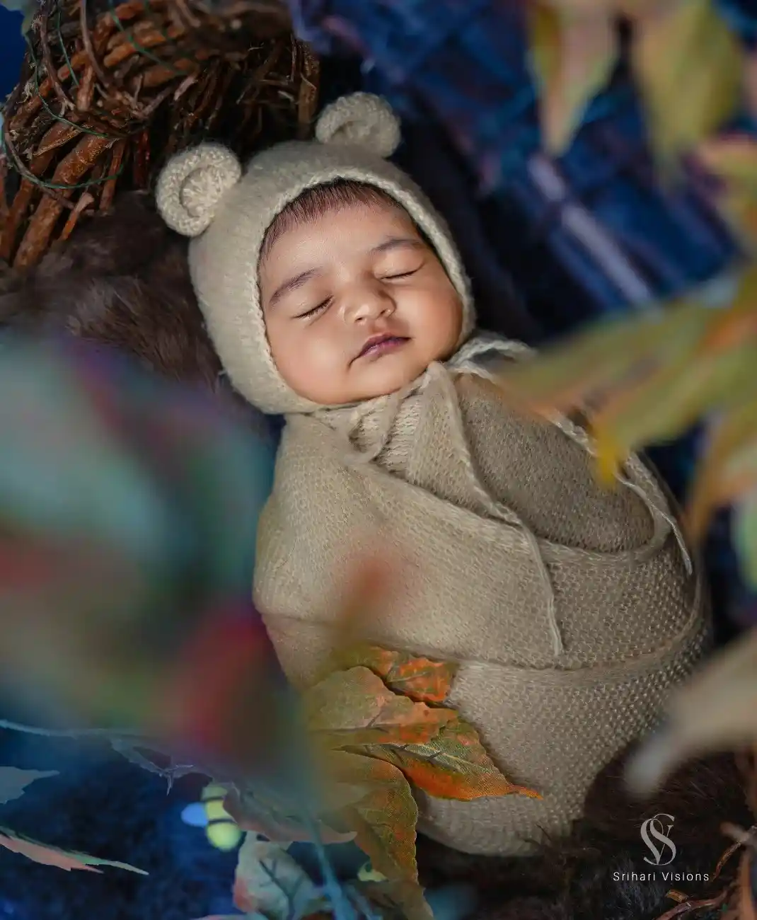 Newborn baby photoshoot with soft and elegant styling