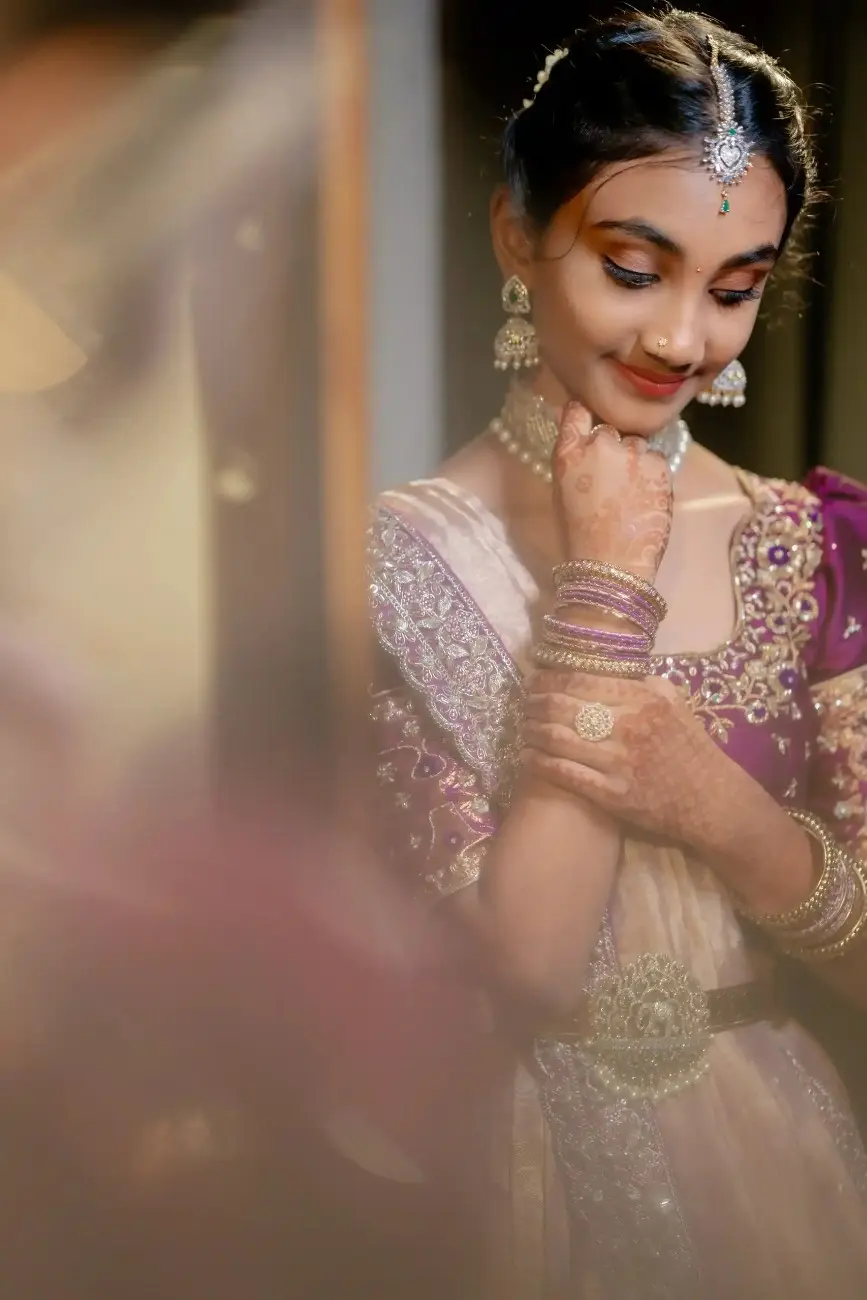 South Indian girl in traditional half saree photography