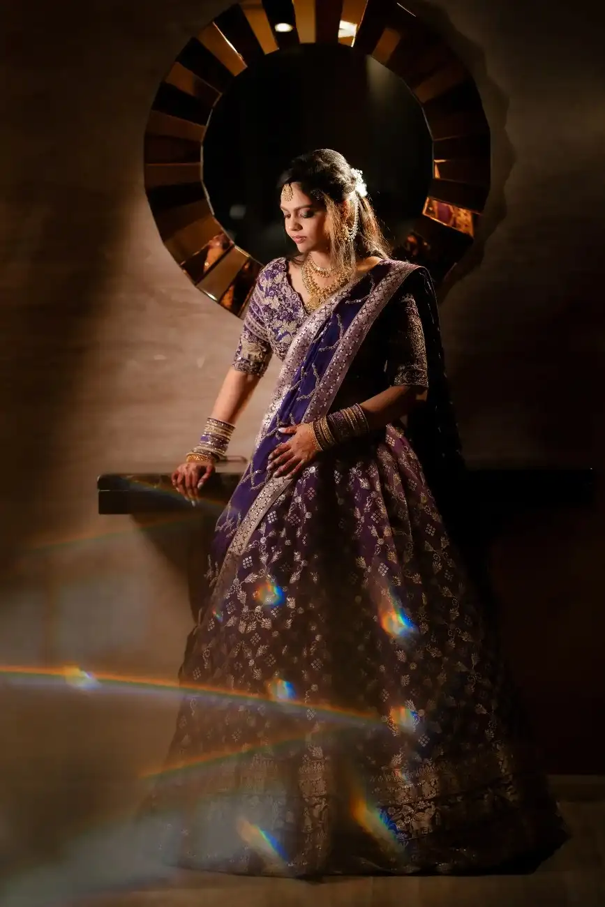 Bride portrait during engagement ceremony in Ongole