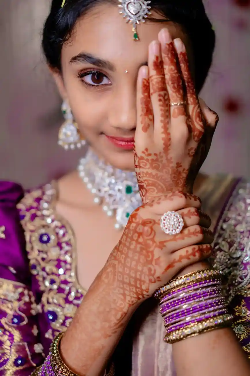 Girl standing gracefully during Half Saree Photography