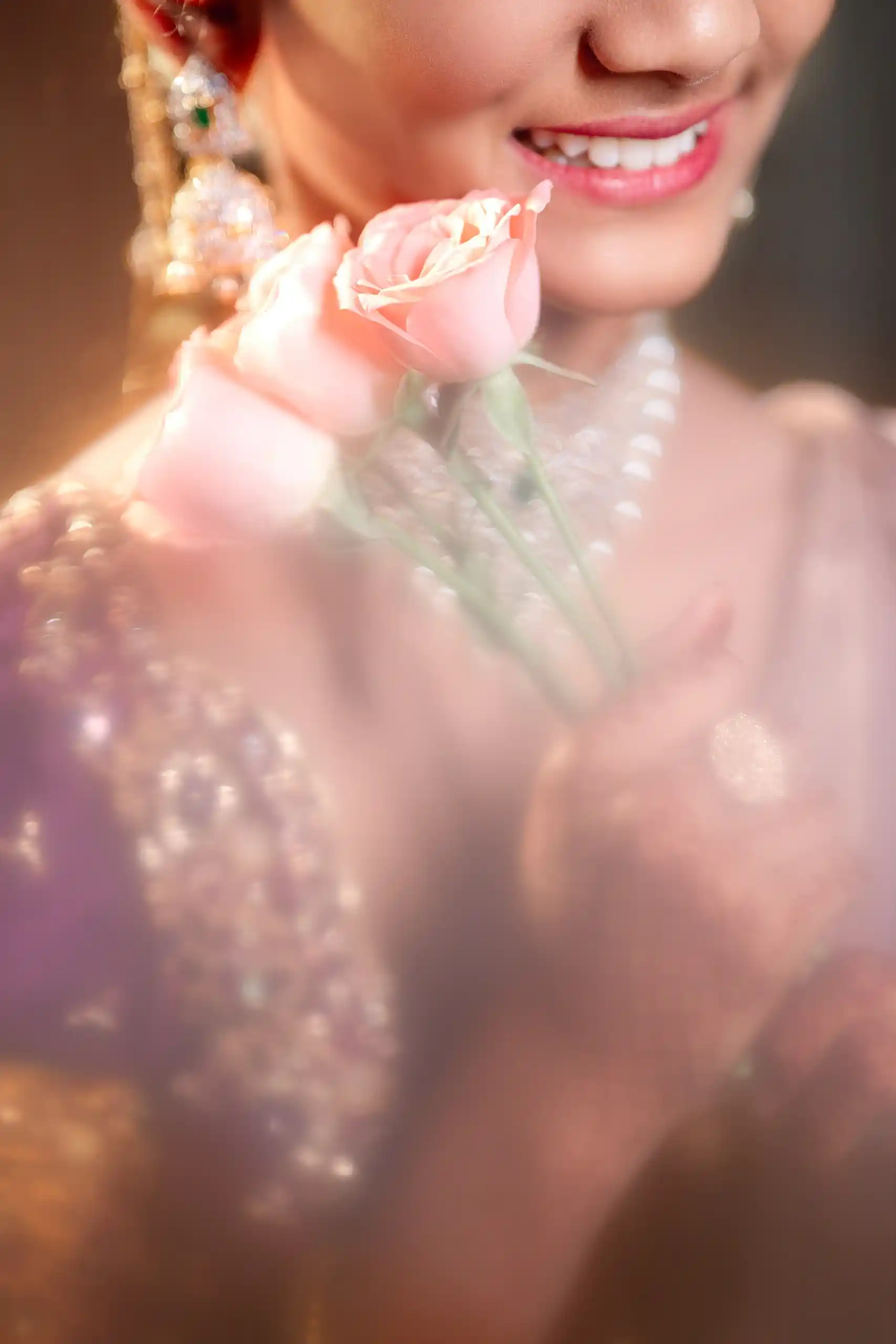Beautiful girl close-up during Half Saree Photography