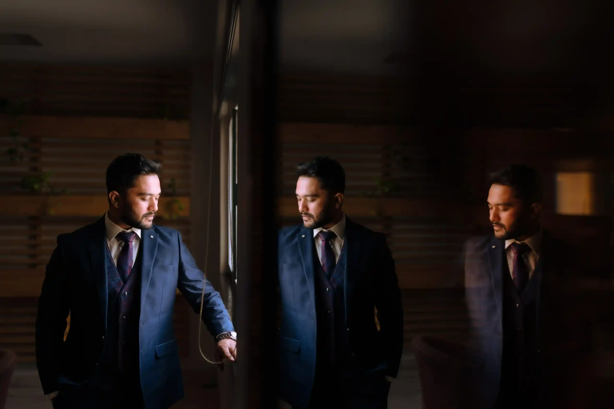 Elegant South Indian groom engagement portrait