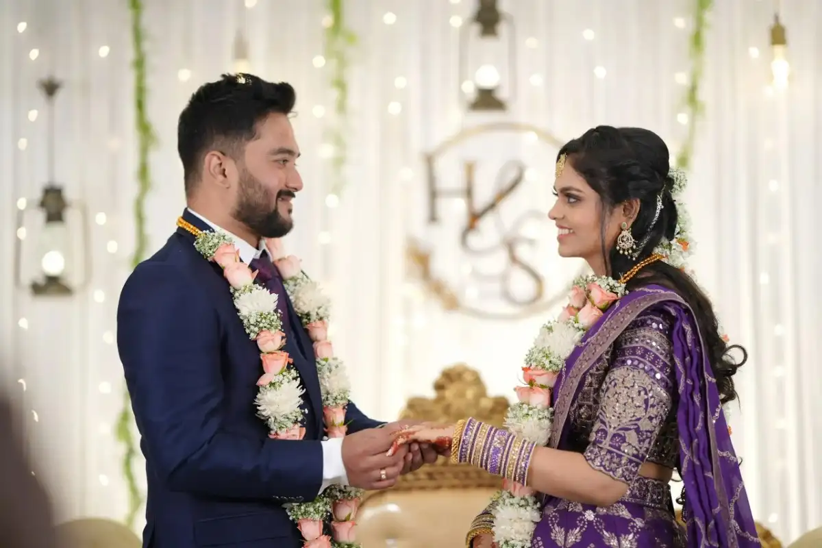 Elegant South Indian engagement photography celebration