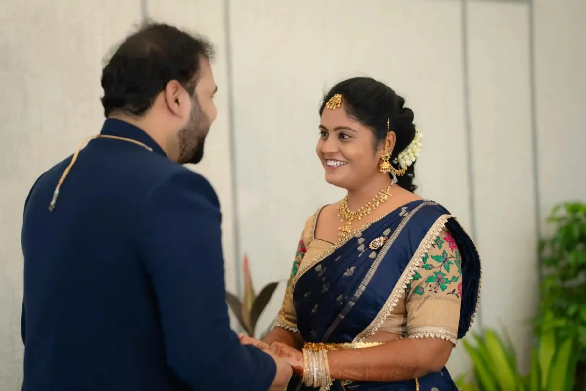 Couple holding hands during engagement photography