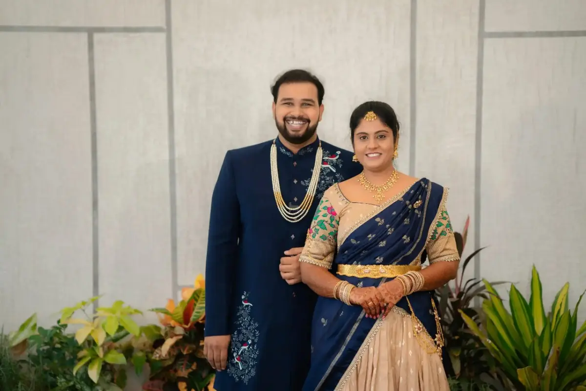 Couple portrait at traditional engagement celebration