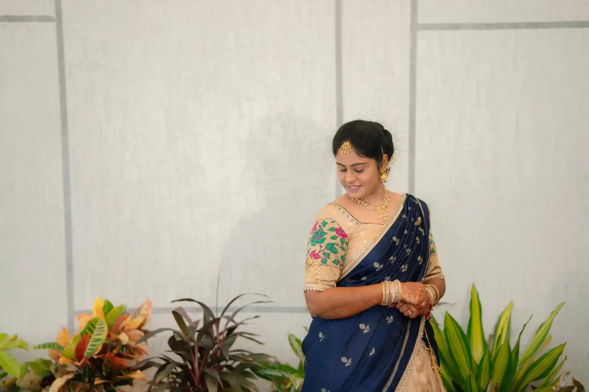Bride candid portrait captured at engagement ceremony