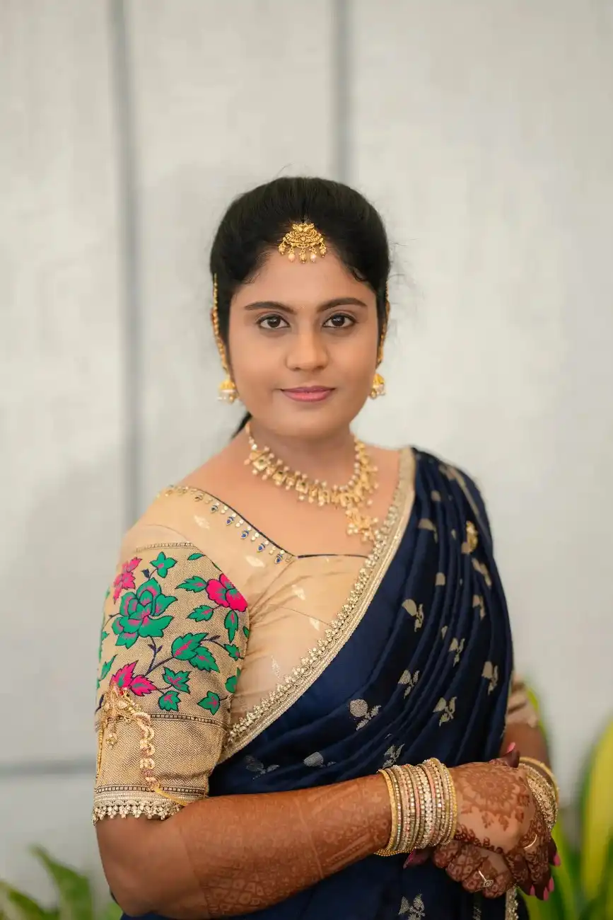 Bride smiling in traditional engagement attire
