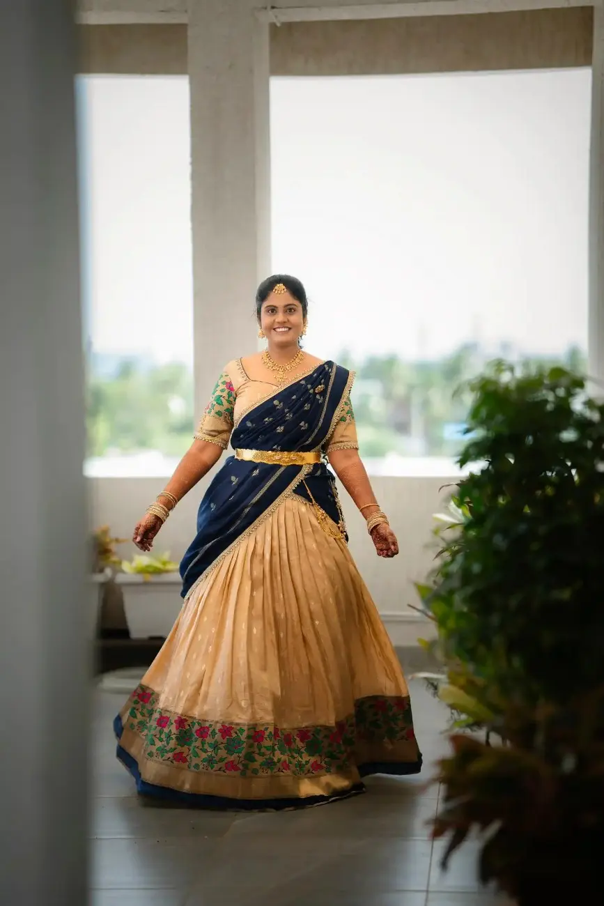 Traditional South Indian bride engagement portrait