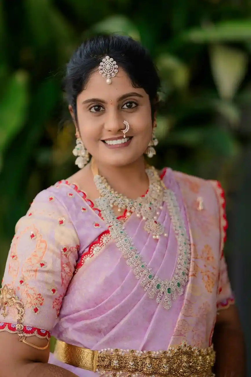 Bride smiling during engagement photography