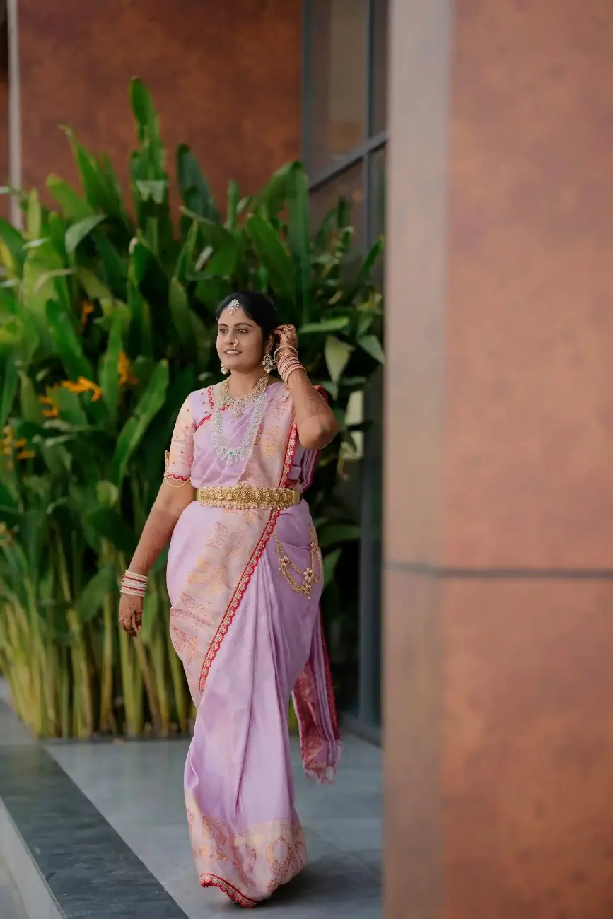 Candid bride portrait during engagement ceremony