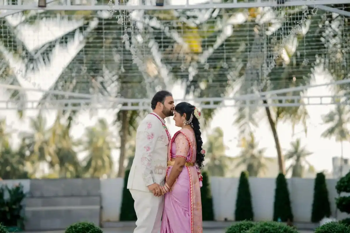 Bride and groom celebrating their engagement
