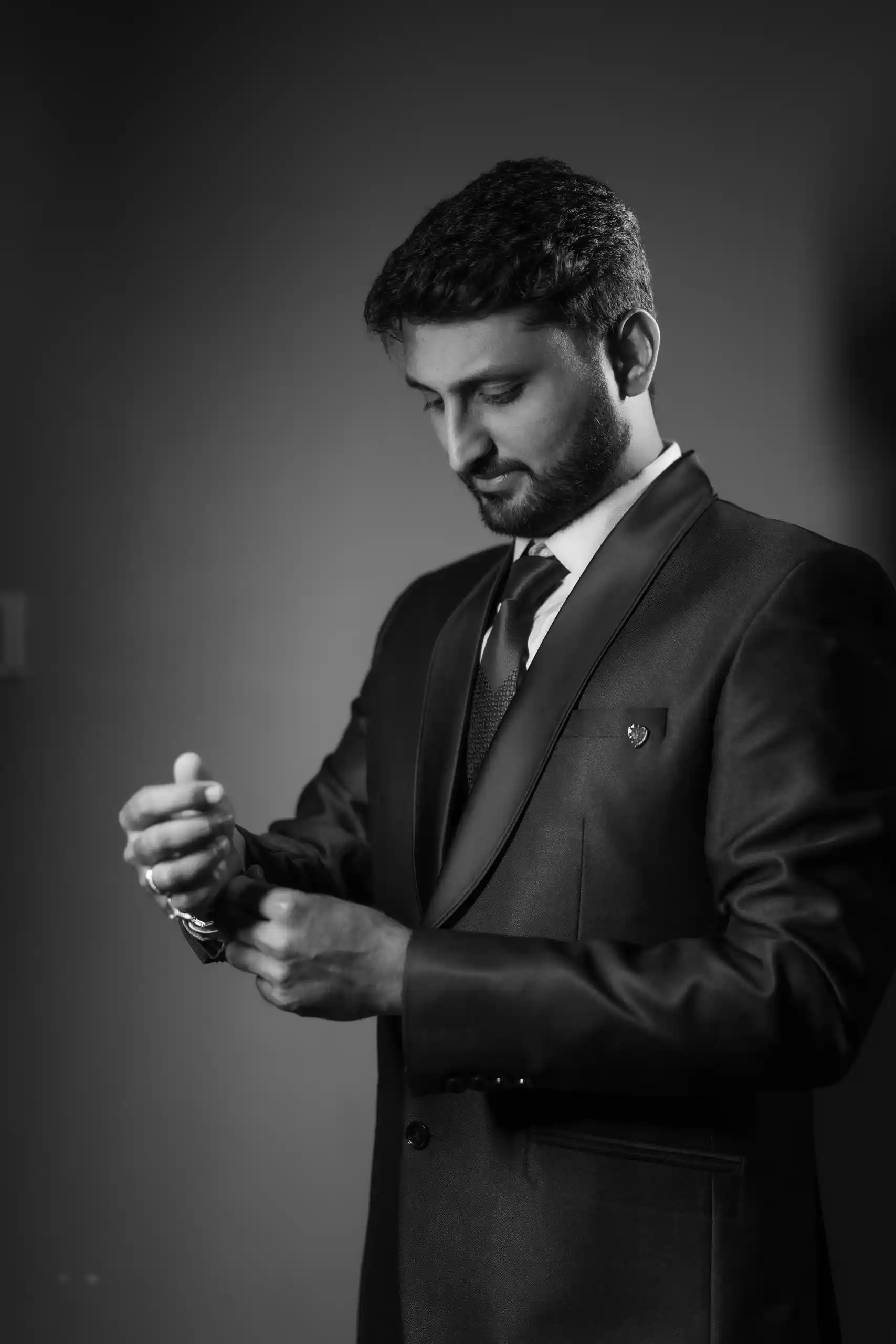 Traditional groom portrait at engagement ceremony