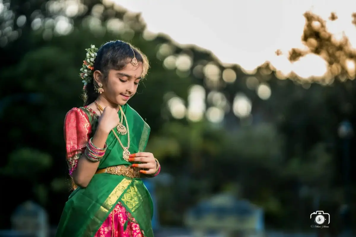 Candid girl portrait during Half Saree Photography