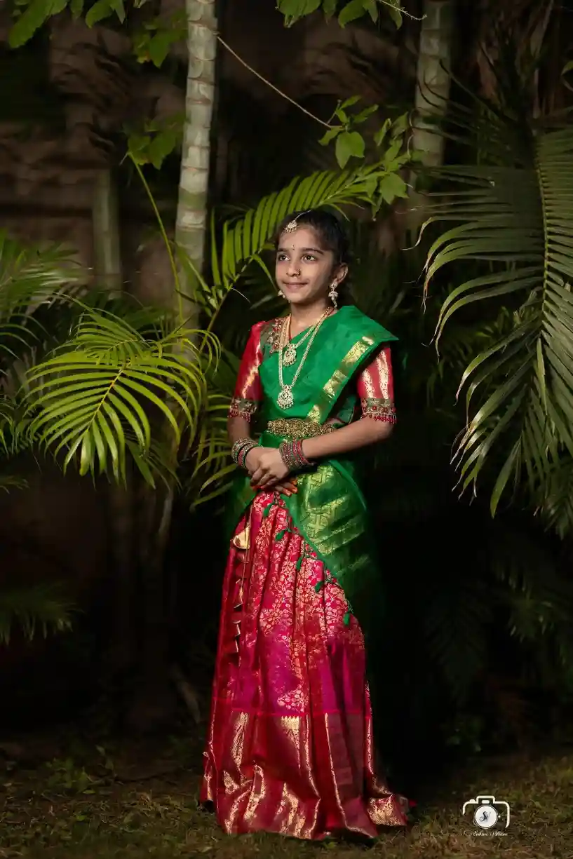 Beautiful girl portrait during Half Saree Photography