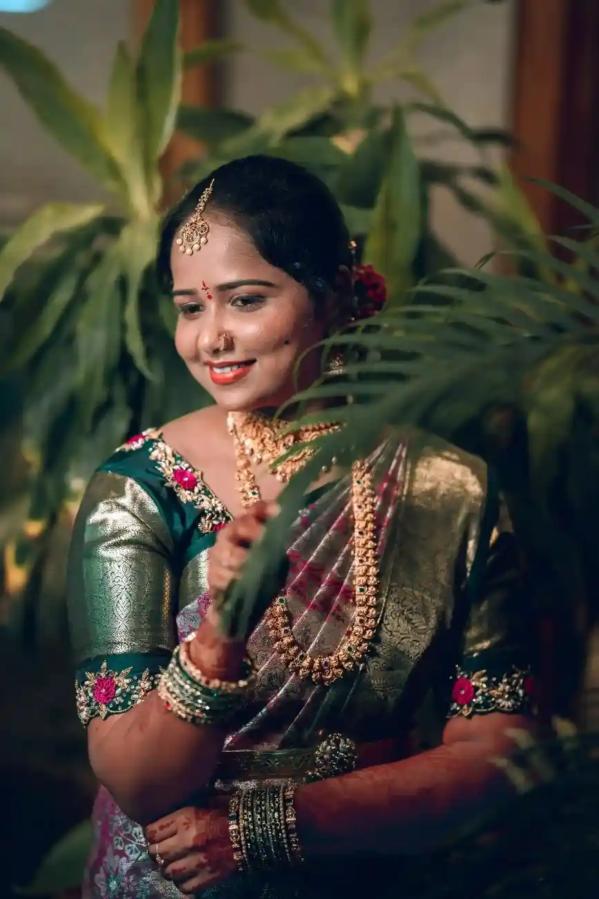 Beautiful bride portrait during engagement ceremony