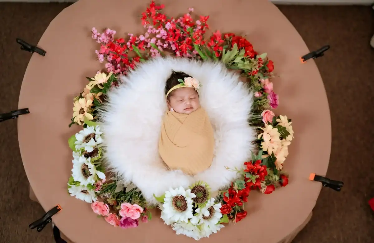 Sweet sleeping newborn baby portrait